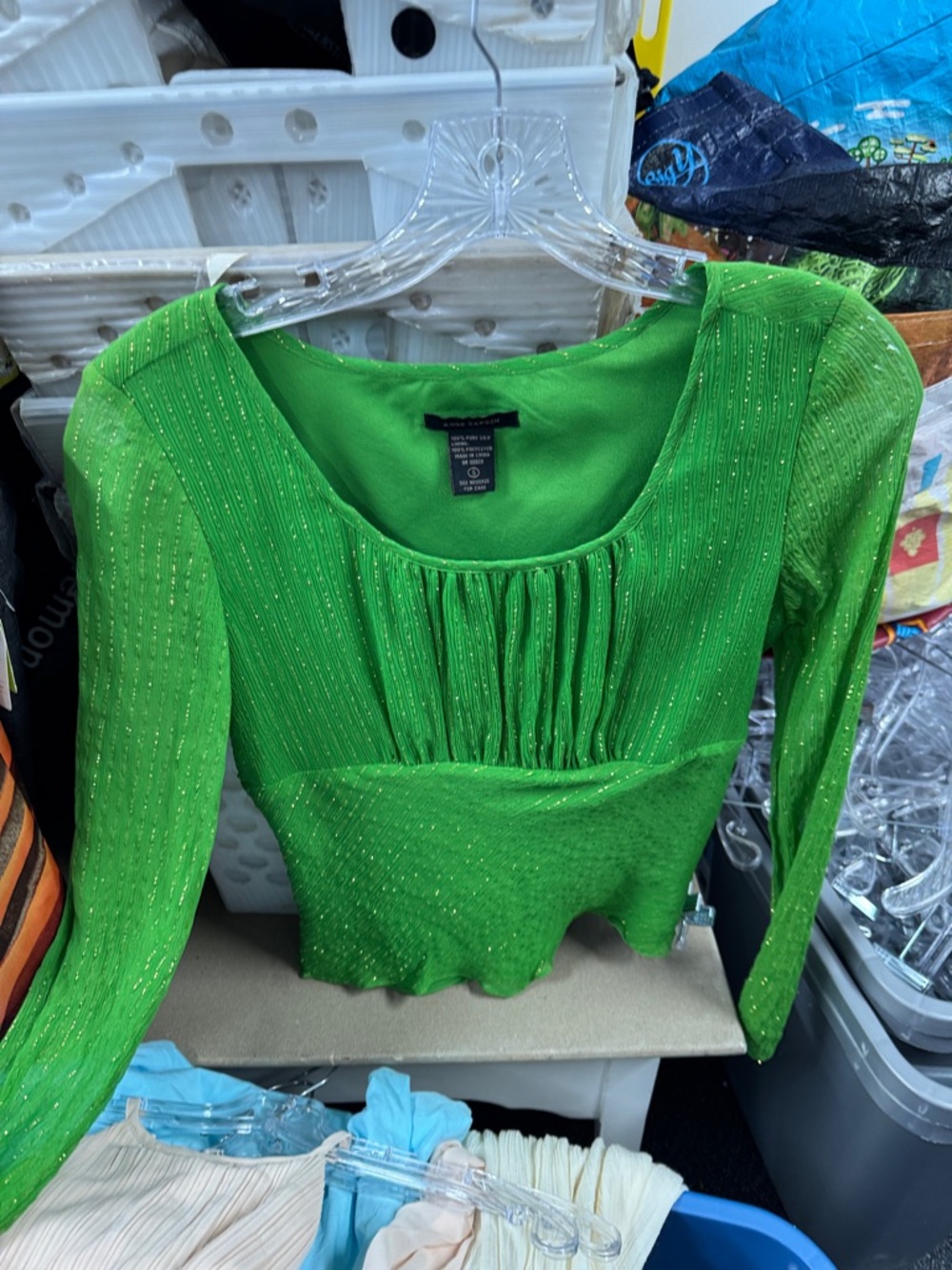 Anne Carson metallic silk top S // 041733